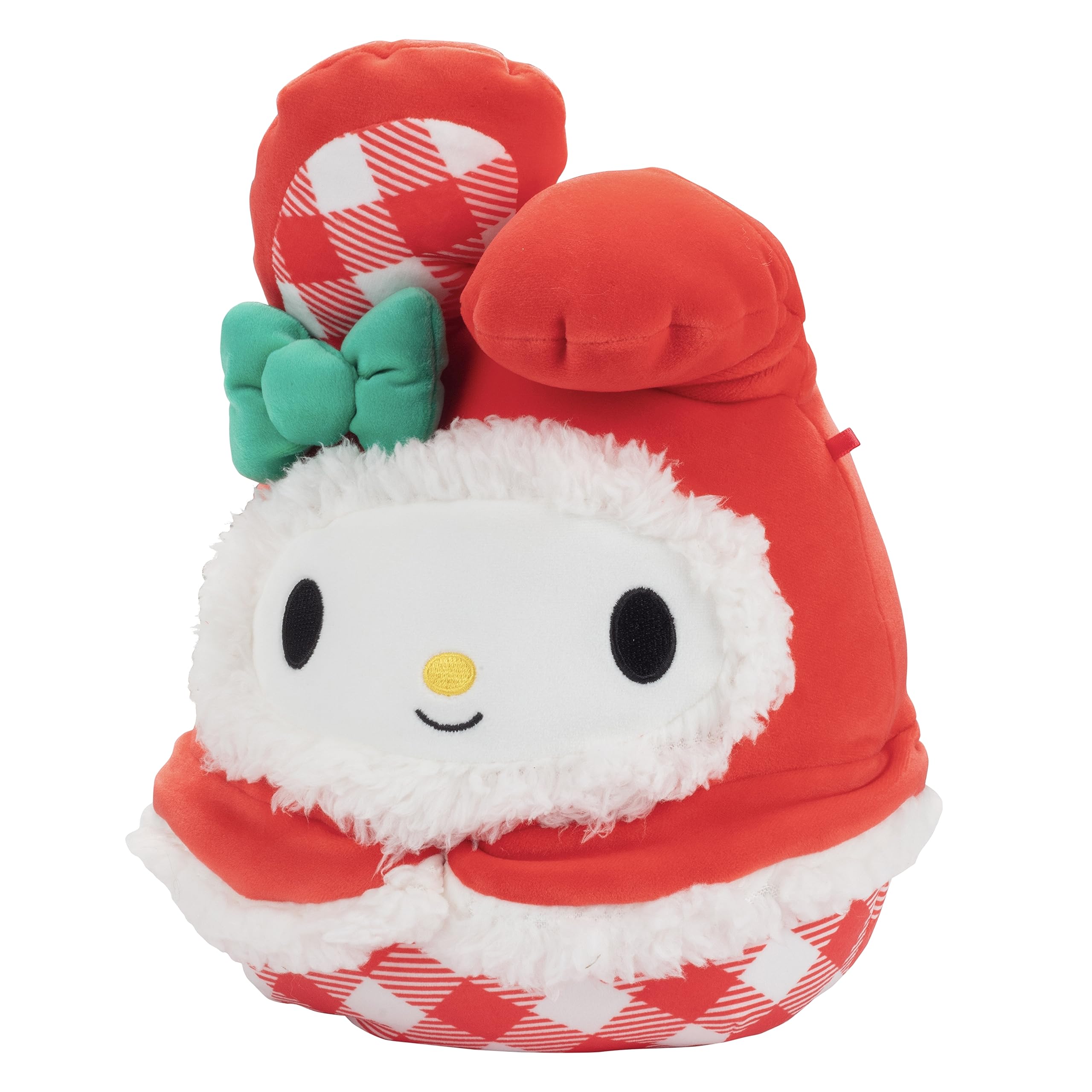 Squishmallows Hello Kitty My Melody 8-inch plush's ultra-soft fur invites cozy hugs.