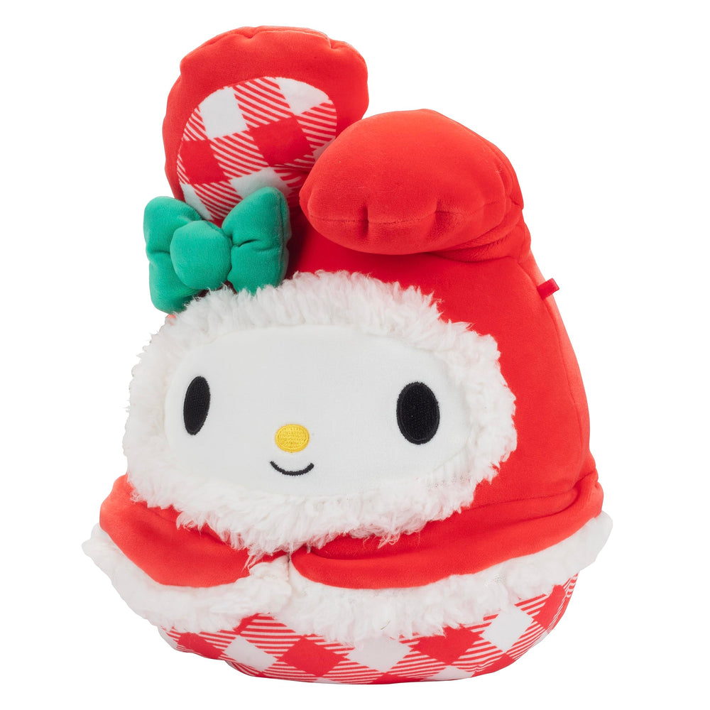 Squishmallows Hello Kitty My Melody 8-inch plush's ultra-soft fur invites cozy hugs.