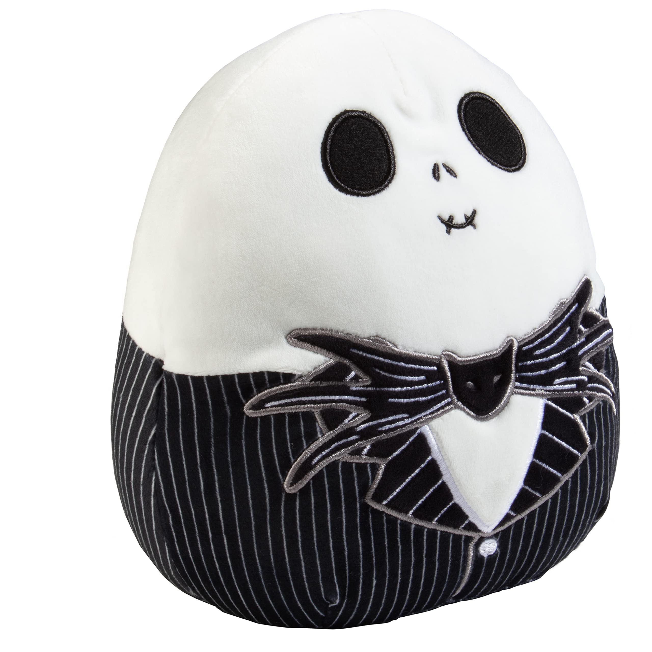 Squishmallows Jack Skellington smile close-up, perfect for imaginative Halloween play.