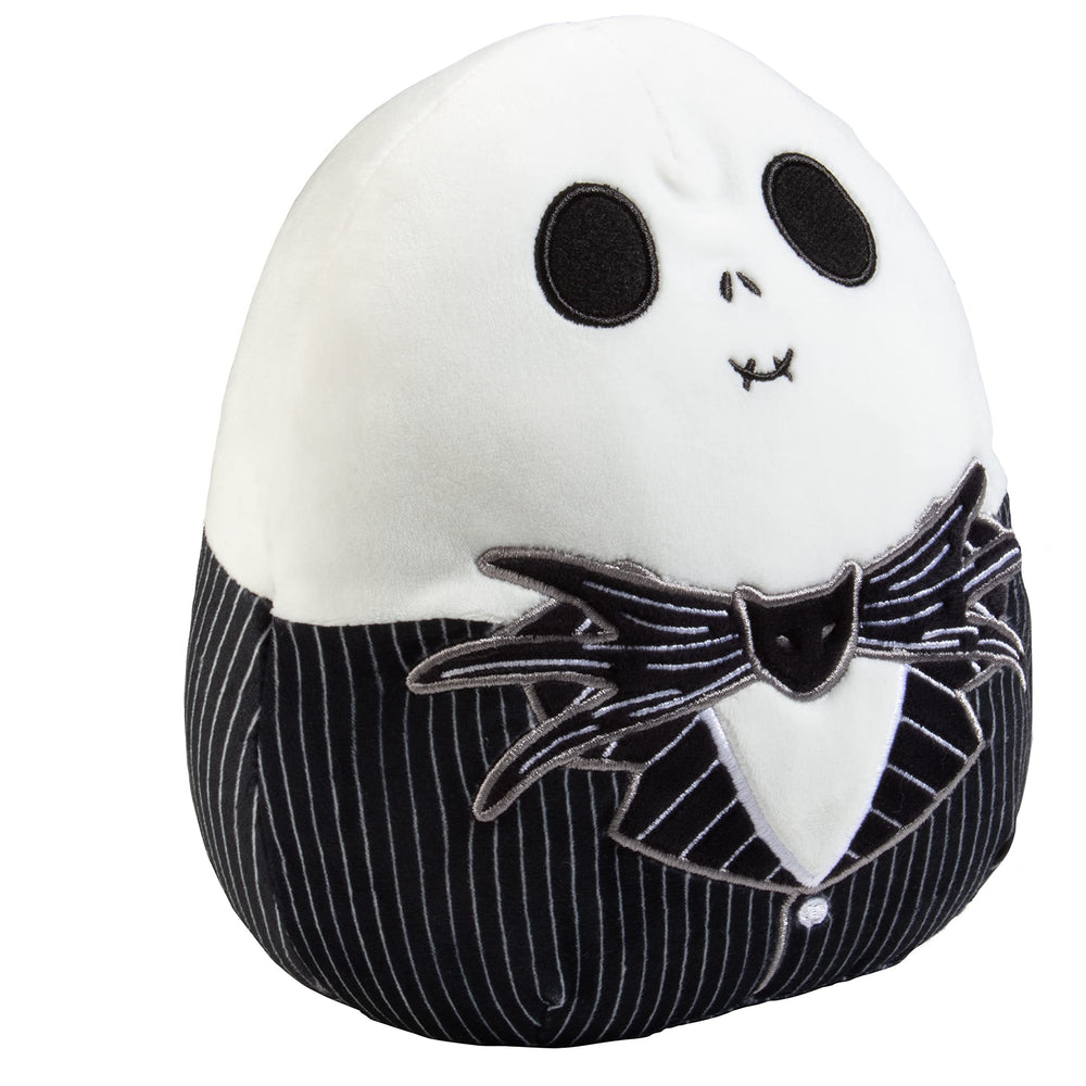 Squishmallows Jack Skellington smile close-up, perfect for imaginative Halloween play.