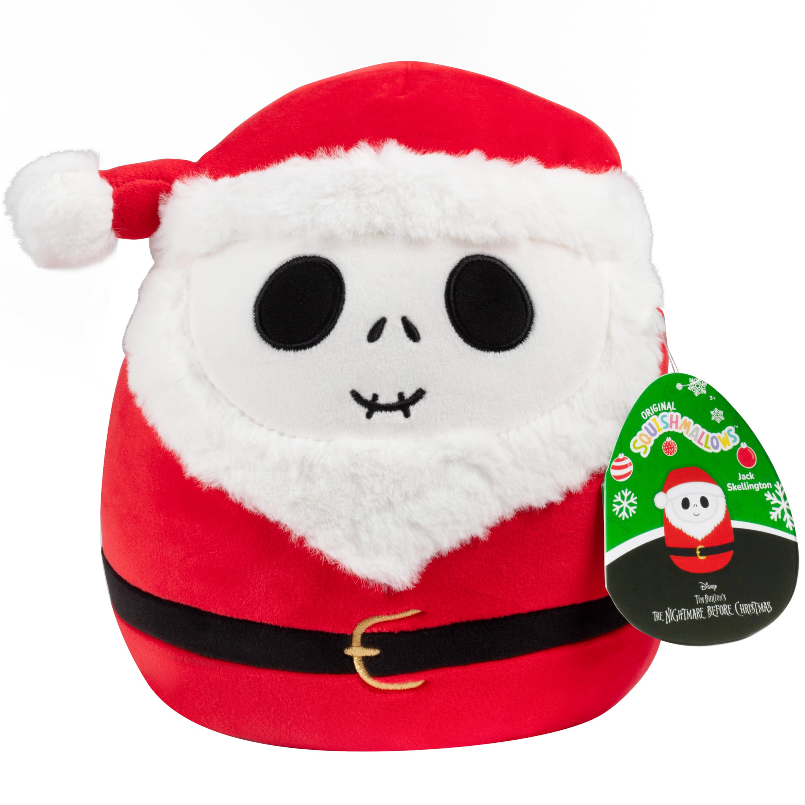 Squishmallows Jack Skellington Santa Claus plush toy for cozy hugs.