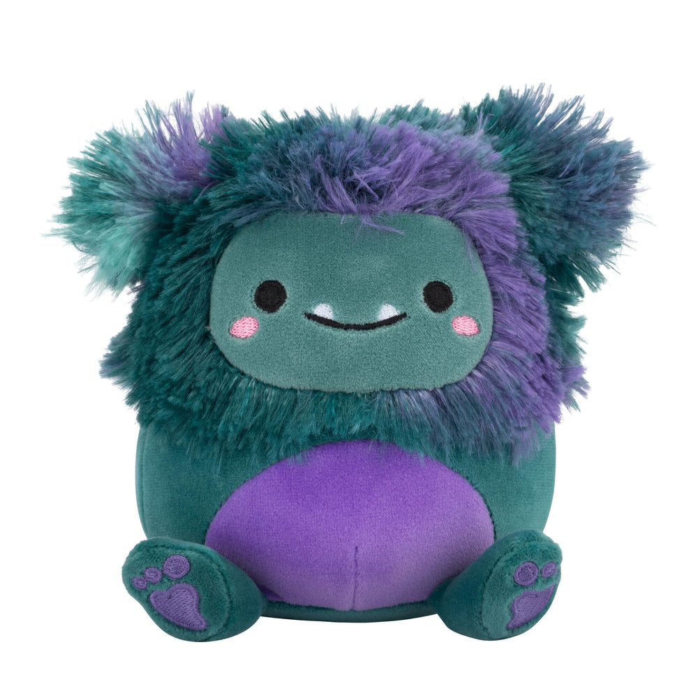 Squishmallows JT Dark Teal Bigfoot plush with ultra-soft texture for cuddling.