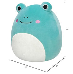 Display-worthy Ludwig teal frog plush for shelf decor
