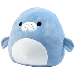 Squishmallows Maeve the Manatee travel companion plush, perfect for car trips and flights.