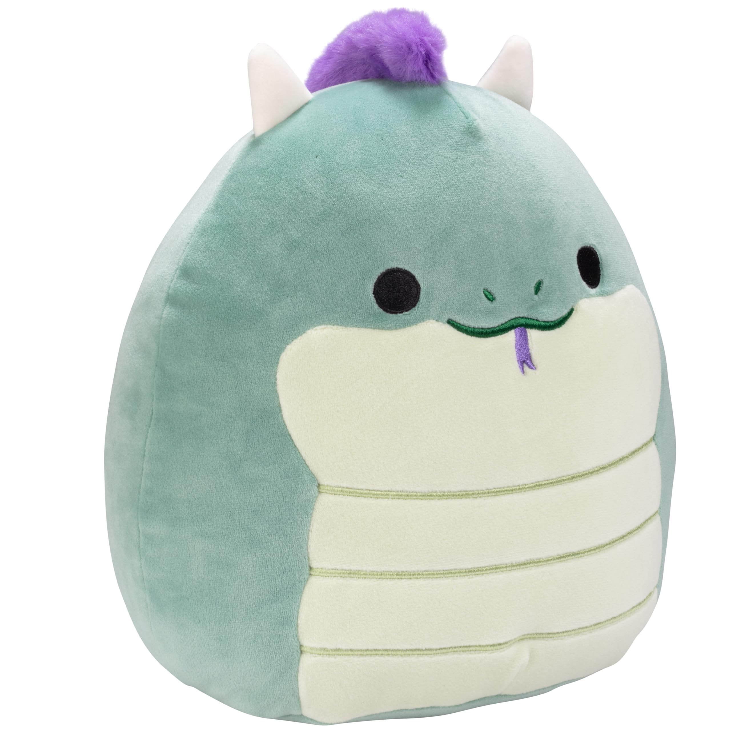 Squishmallows Magtus dragon embroidered tag detail for authentic brand feel.
