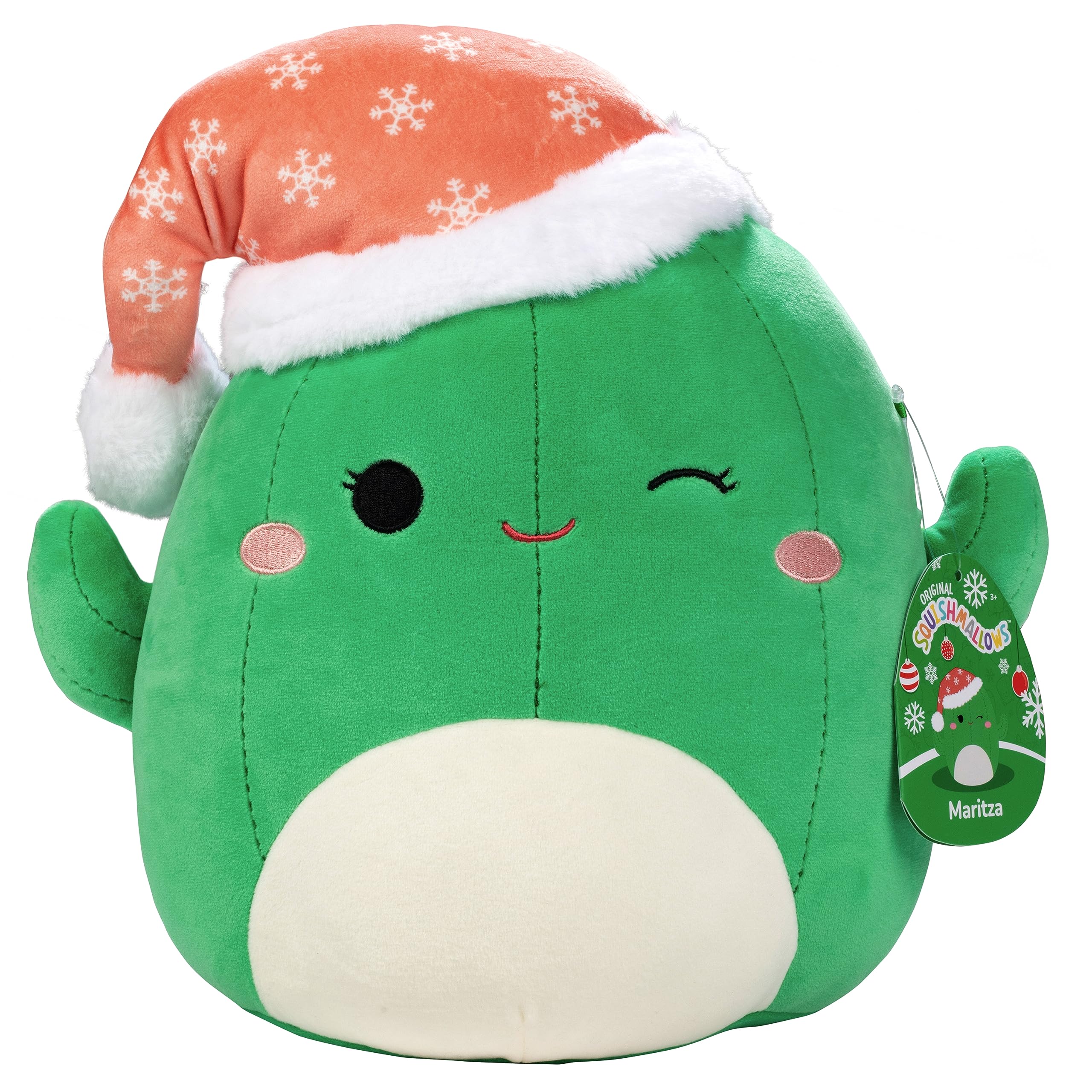 Squishmallows Maritza Christmas Plant Cactus front view for cozy playtime.