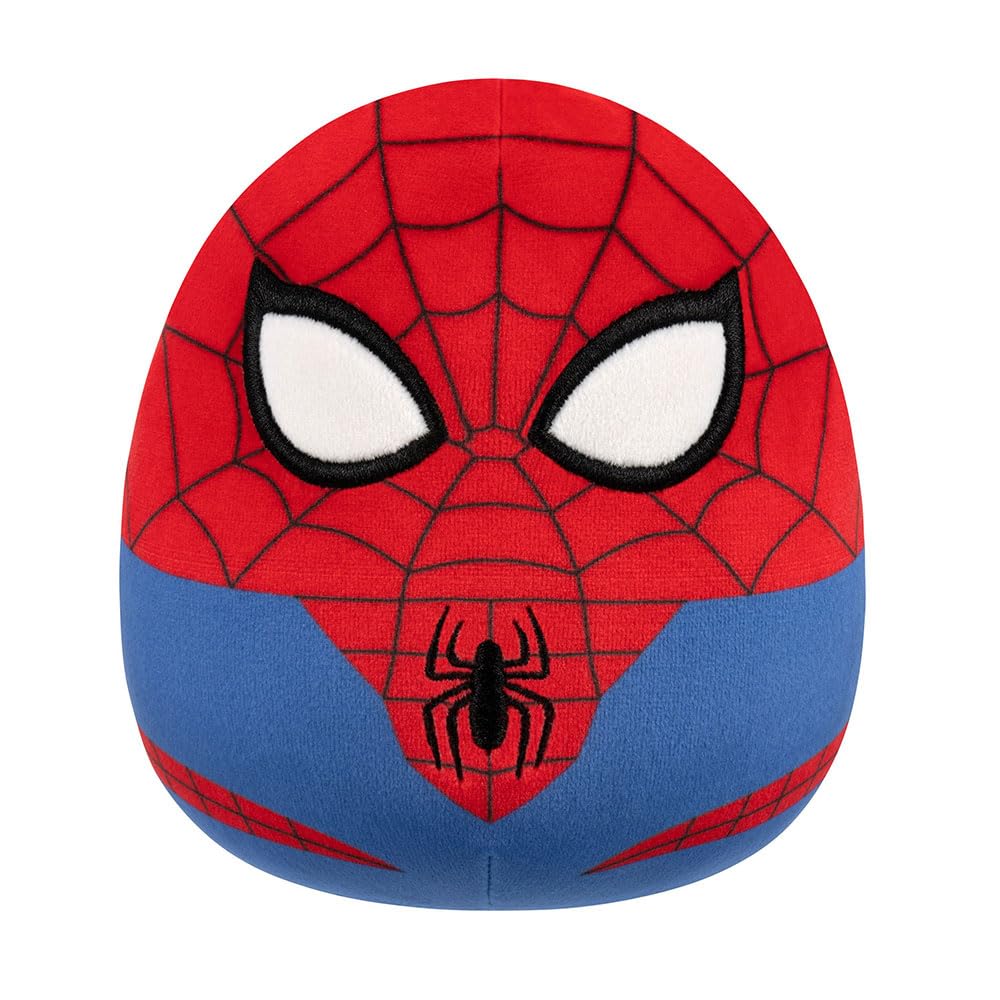 Squishmallows Marvel Spider-Man plush 8-inch front view, ultra-soft cuddle buddy for travel