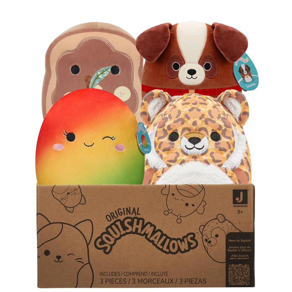 Squishmallows official Kellytoy 8-inch mystery pack box, a soft surprise ready for gifting.