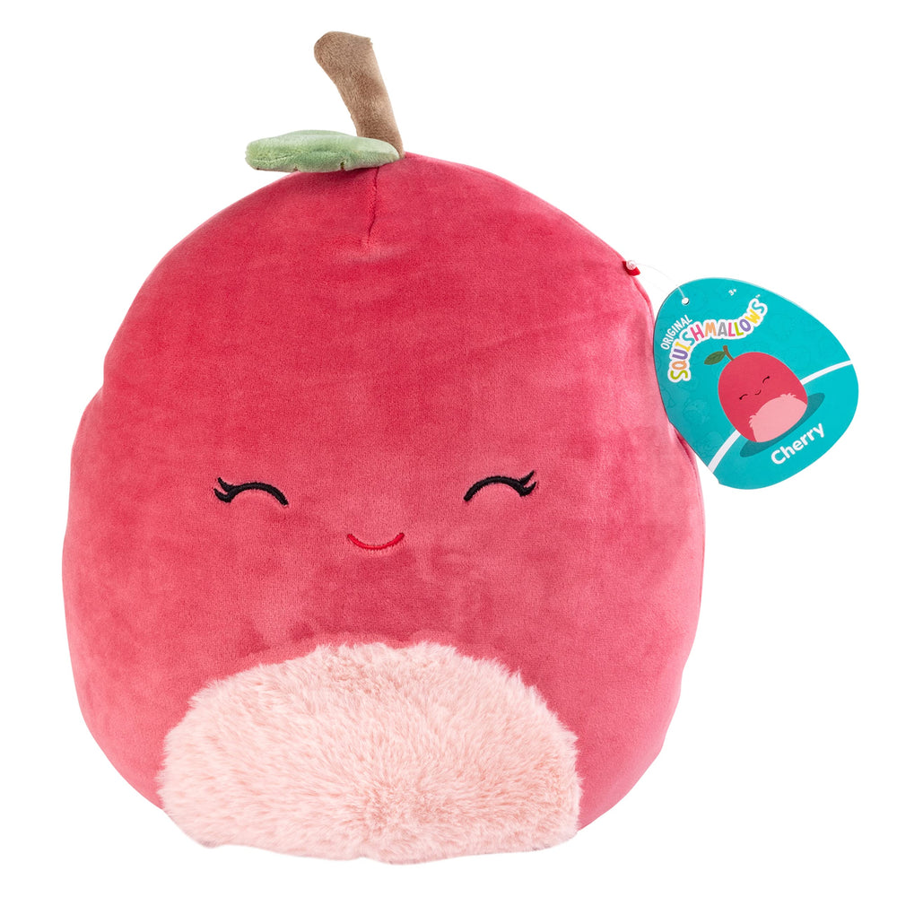 Squishmallows Original 10-inch Cherry Christmas plush face front, inviting cuddle and smiles.