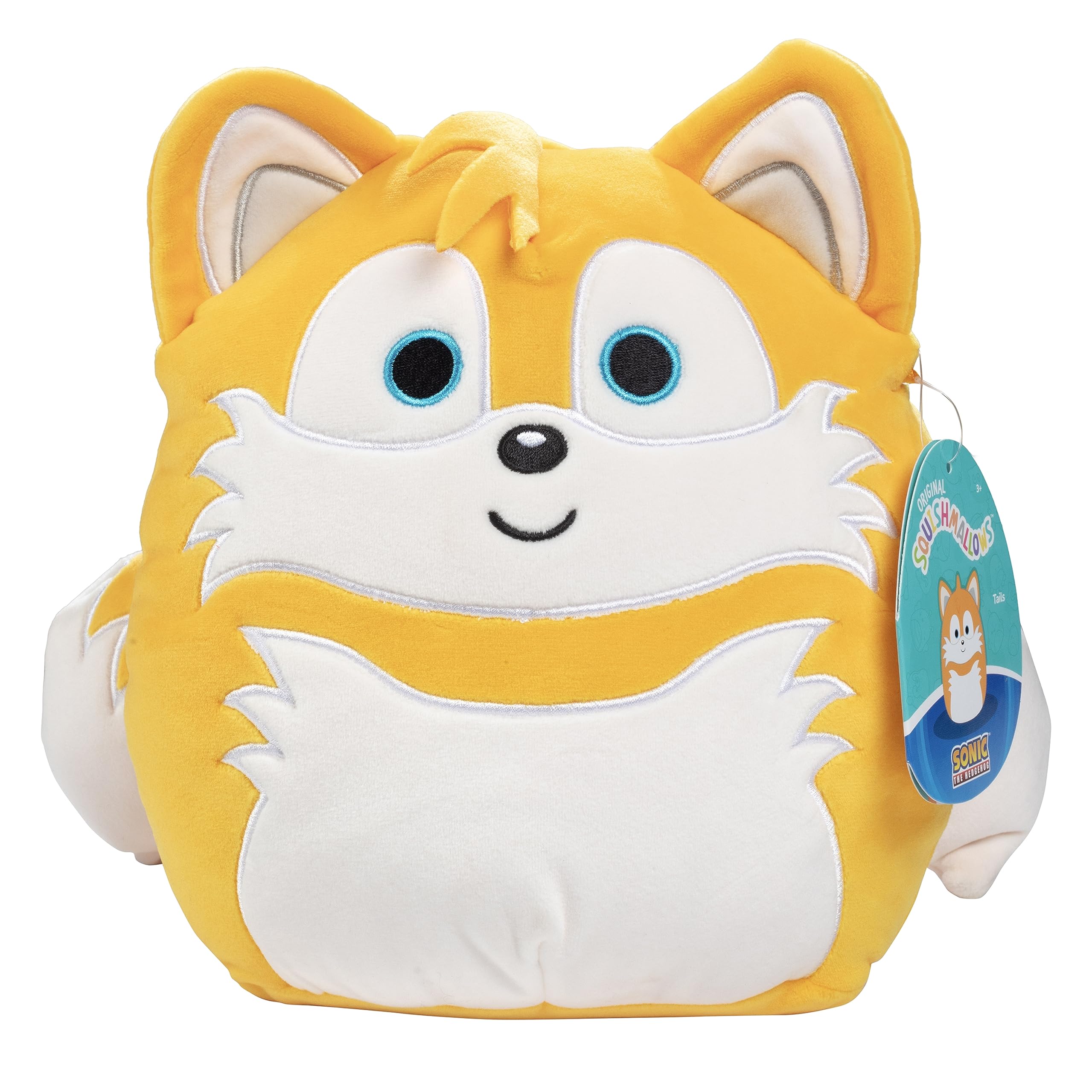 Squishmallows Sonic Tails plush front view, ideal cuddle buddy for kids