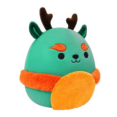 Squishmallows Kirin 8-inch plush side view, fluffy texture for on-the-go comfort.