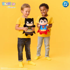 Squishmallows Batman HugMees cuddle pose ideal for travel and movie nights.