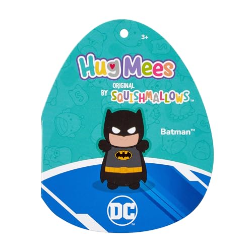Squishmallows Batman HugMees official license seal confirms authentic DC design.
