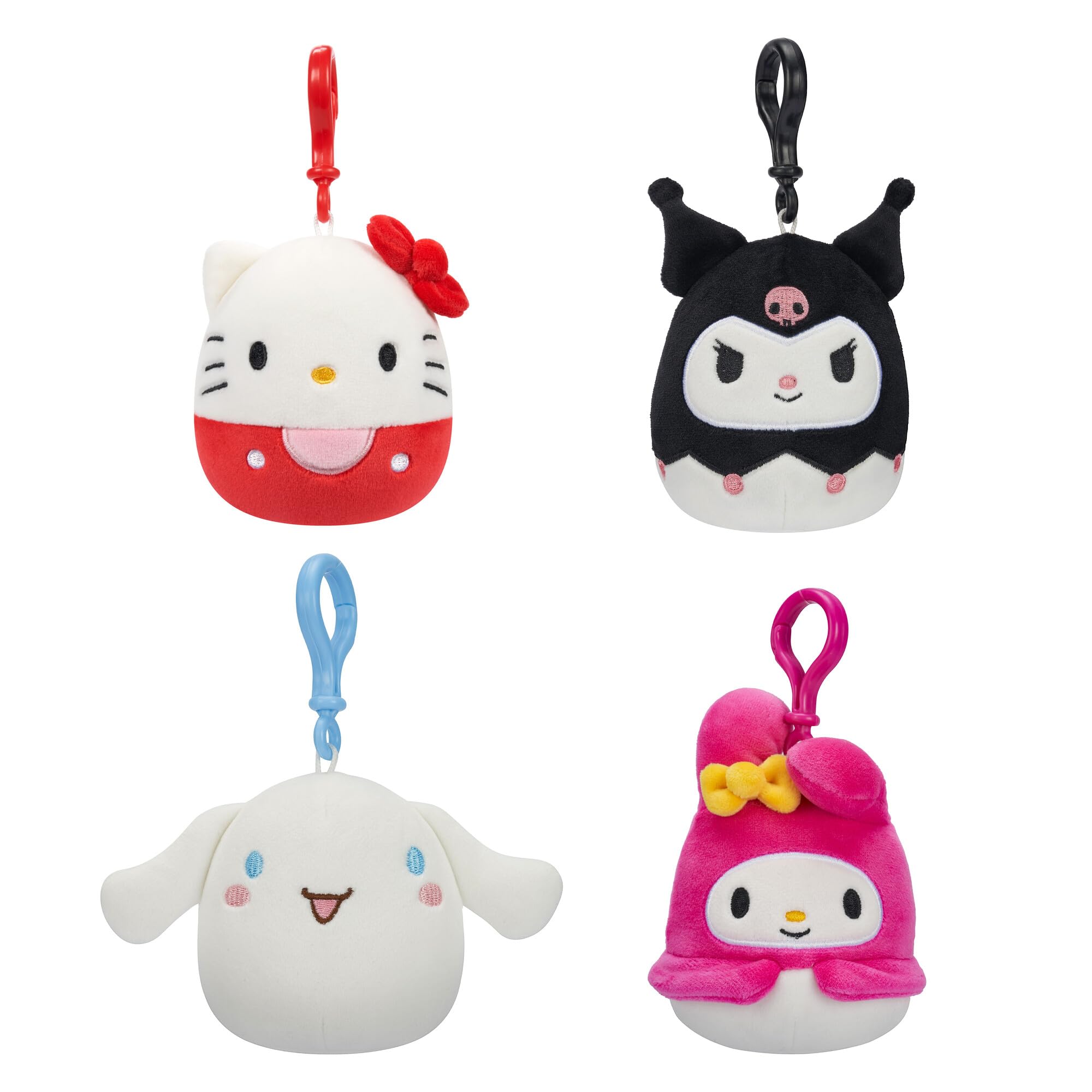 Squishmallows Sanrio cinnamoroll clip close-up in ultra-soft fabric for portable charm