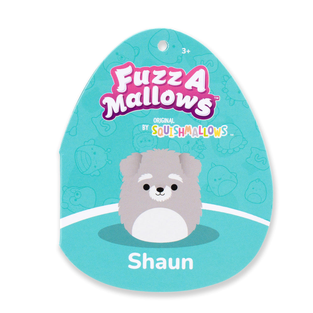 Squishmallows Shaun the Schnauzer 30cm bed scene, perfect cuddle buddy at home.