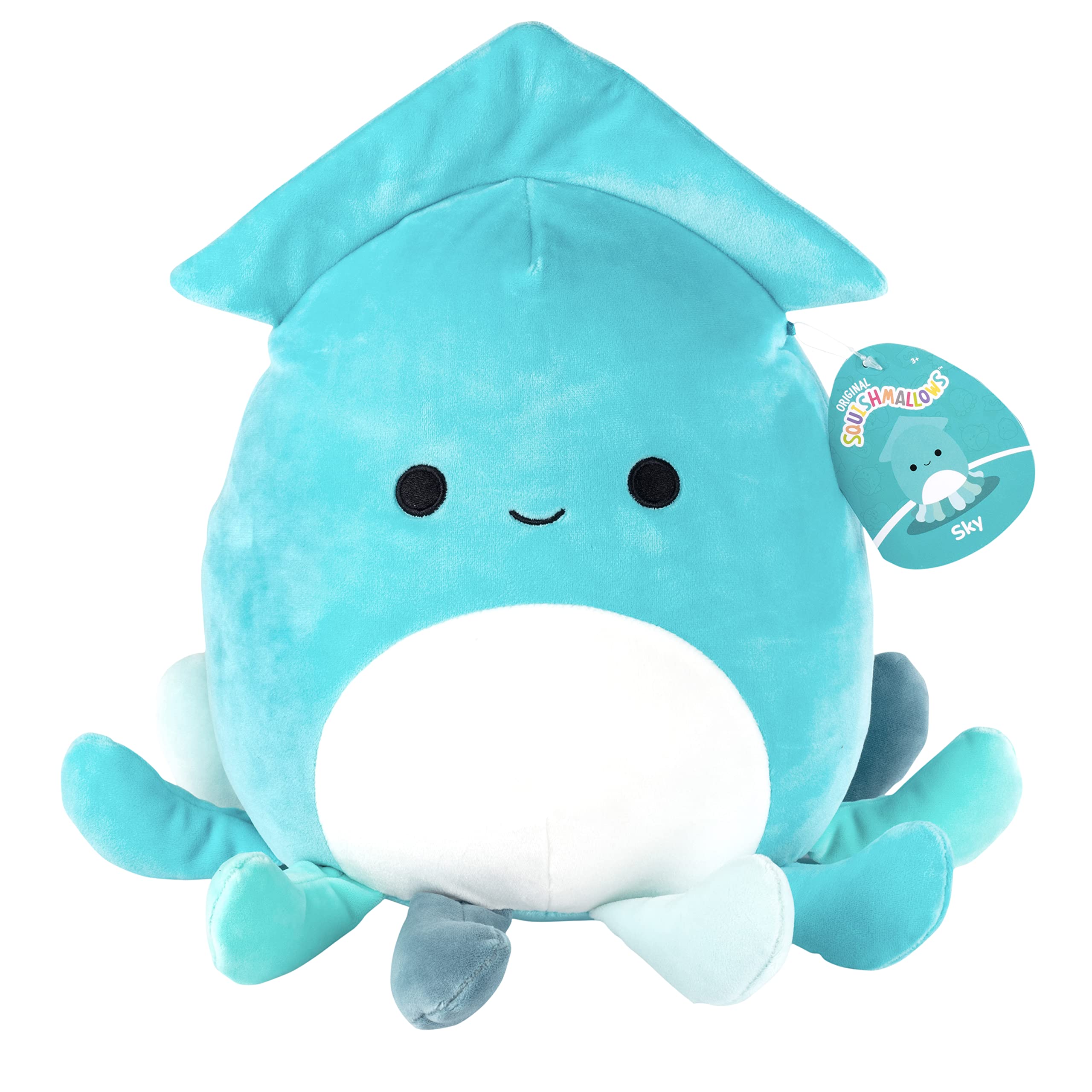Squishmallows Sky the Christmas Squid plush with ultra-soft cuddle feel for kids.