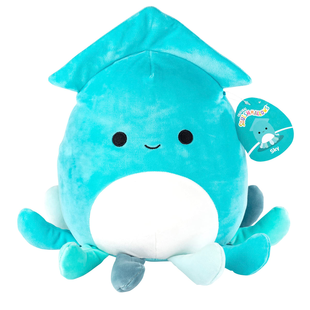 Squishmallows Sky the Christmas Squid plush with ultra-soft cuddle feel for kids.