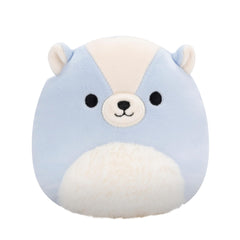 Squishmallows Sol blue skunk plush supports soothing cuddle time.