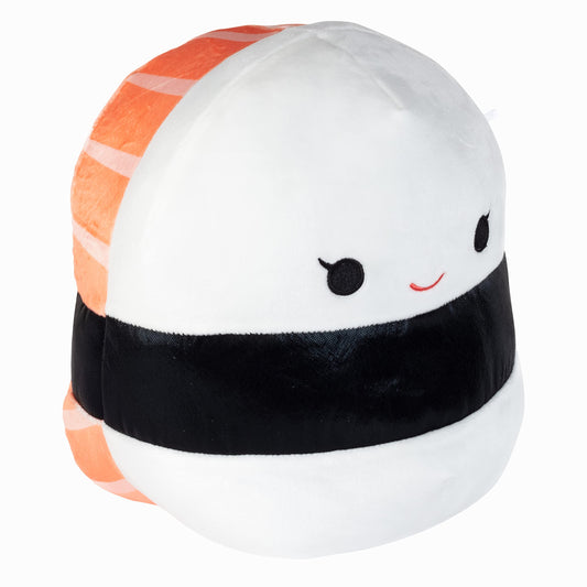 Squishmallows Solenn Salmon Sushi plush – closeup of soft fur for comforting snuggles.