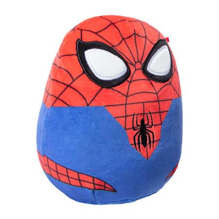 Squishmallows Spider-Man 7-inch plush close-up face, marshmallow texture.