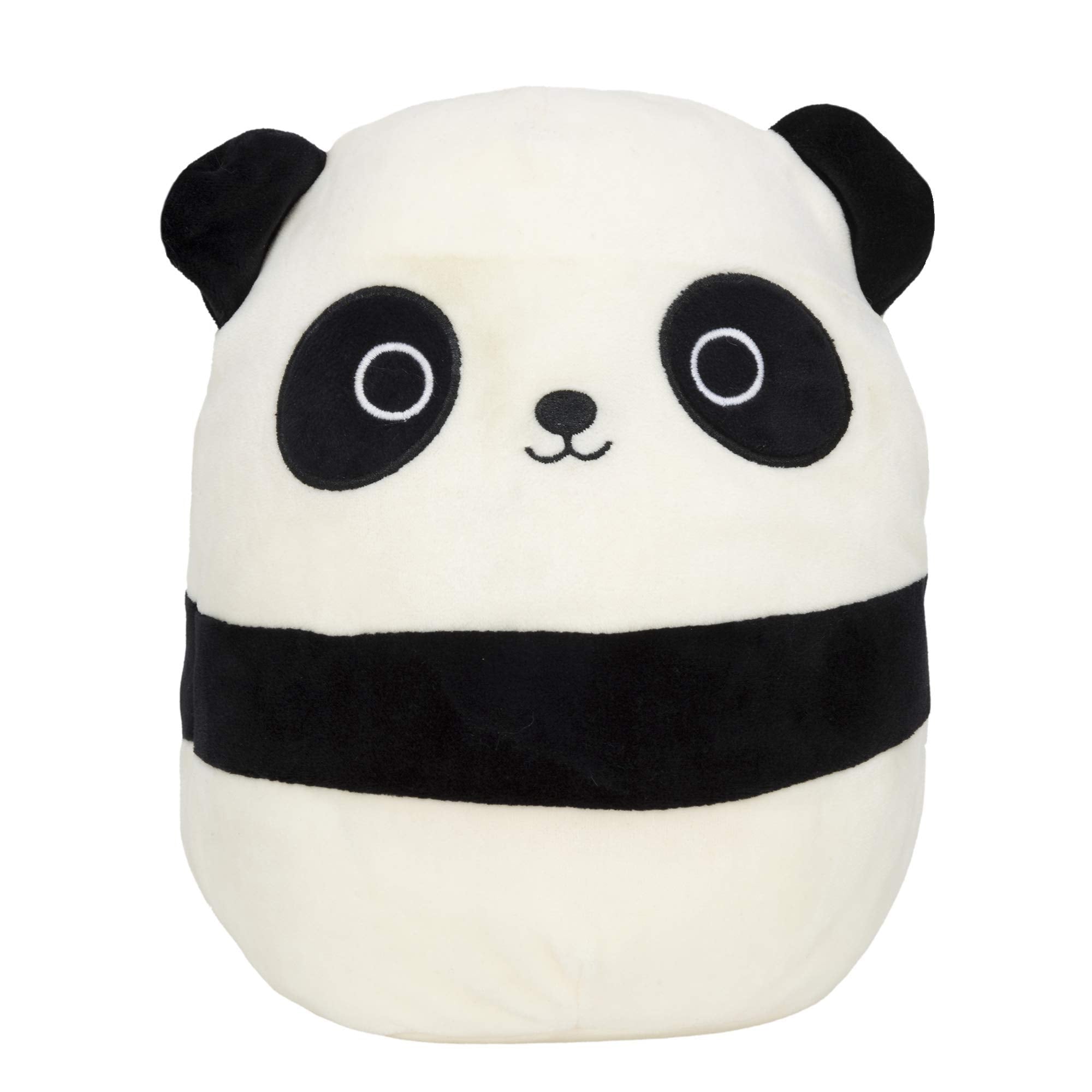 Squishmallows Stanley Panda face close-up with big eyes for comforting play.