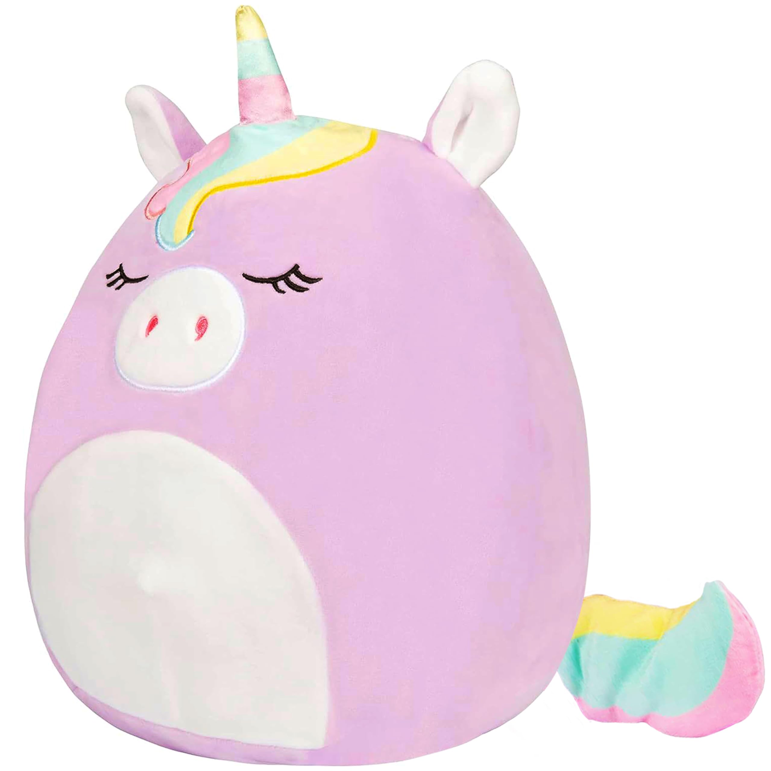 Squishmallows Sylvia purple unicorn plush, soft 16-inch cuddle buddy for kids.