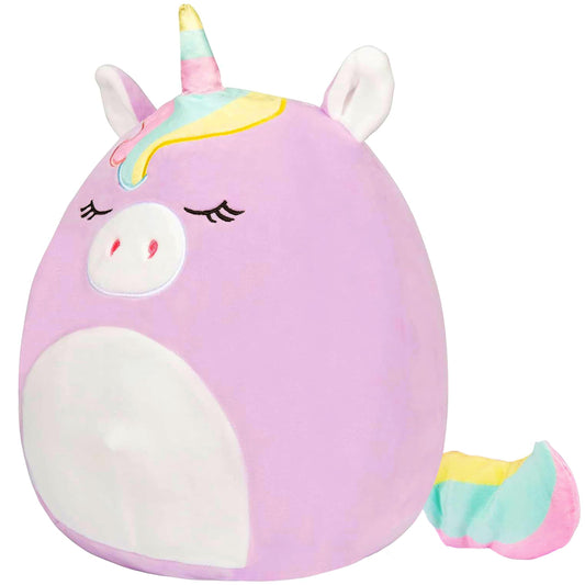 Squishmallows Sylvia purple unicorn plush, soft 16-inch cuddle buddy for kids.