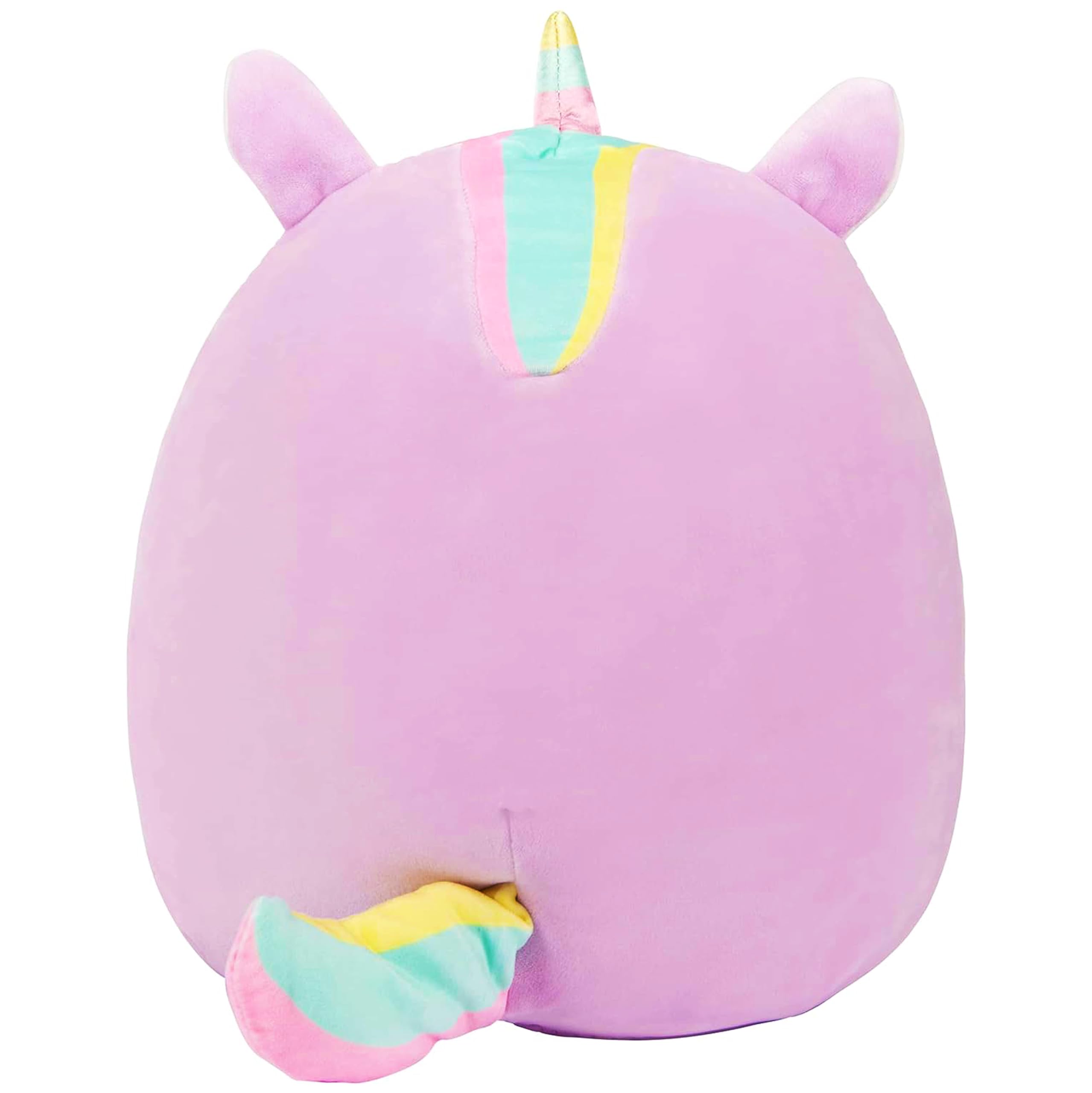 Squishmallows Sylvia purple unicorn travel-ready plush for car rides and flights.