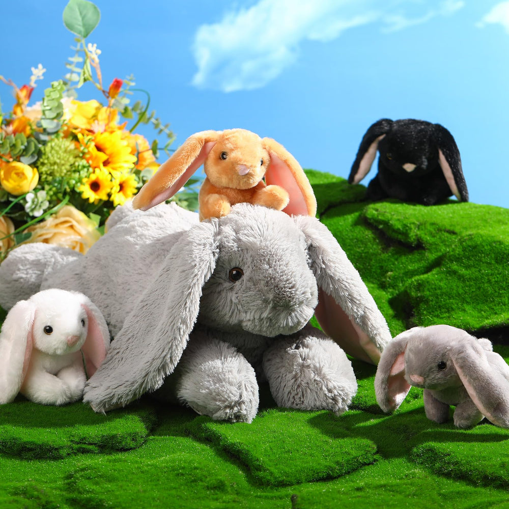 Sratte 5-piece bunny stuffed animal set offers variety for gifting and playtime.