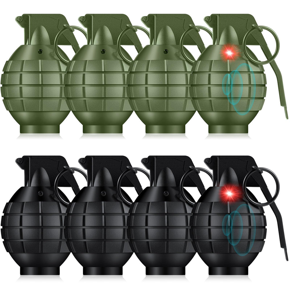 Sratte 8-pack plastic grenades for immersive play with sound and lights.