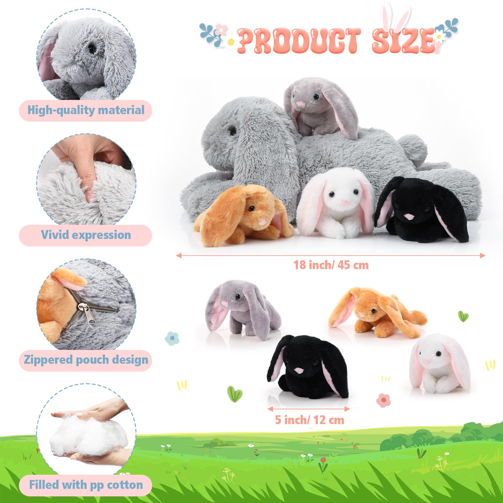 Sratte baby bunny plush inside belly set for storytelling and pretend birth scenes.