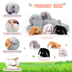 Sratte baby bunny plush inside belly set for storytelling and pretend birth scenes.
