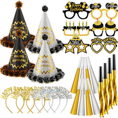 Sratte black gold birthday hats for festive celebrations and photos