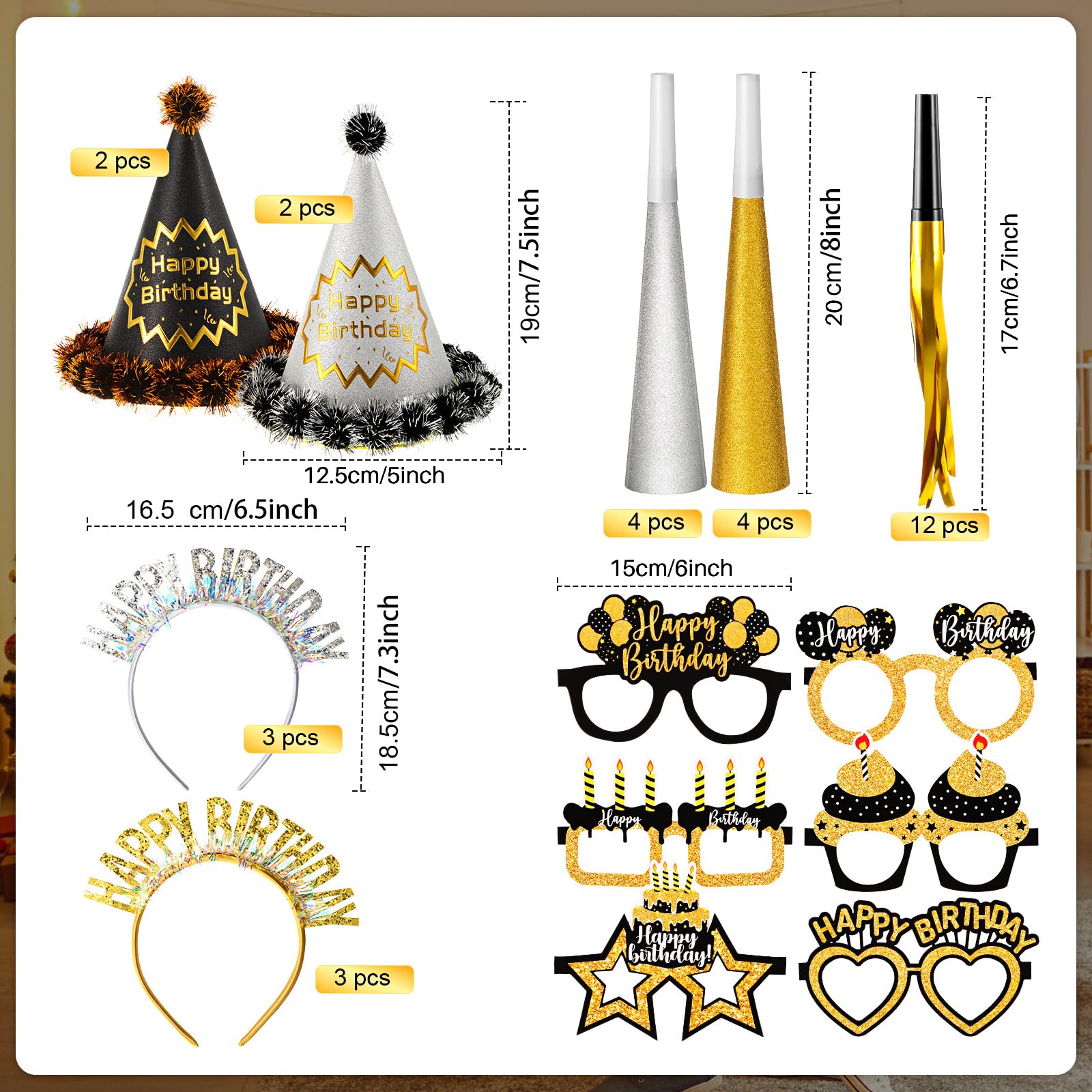 Sratte gold silver birthday headbands complement outfits and group fun