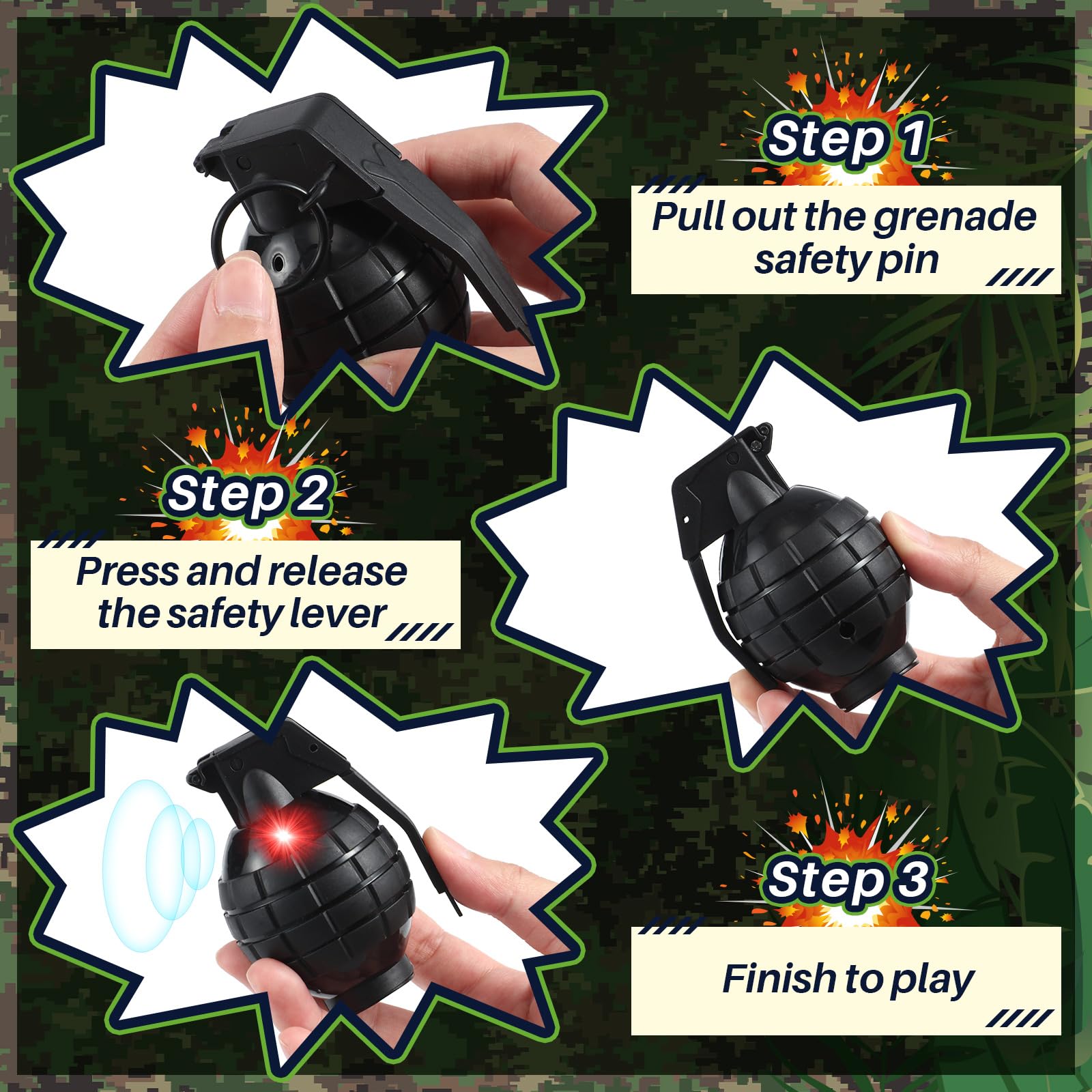Sratte grenades serve as party decorations and photo props.