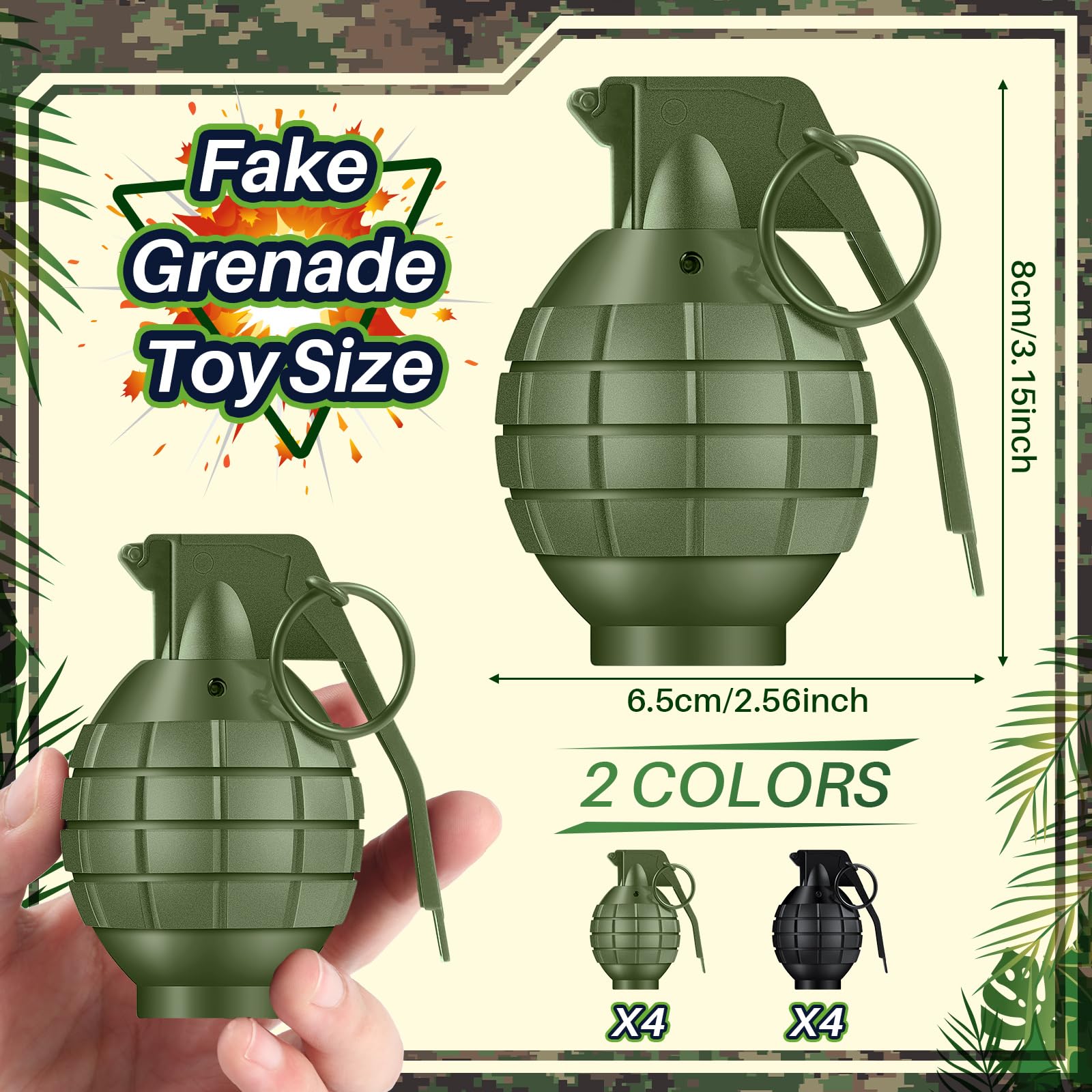 Sratte grenades feature realistic effects for engaging army role play.