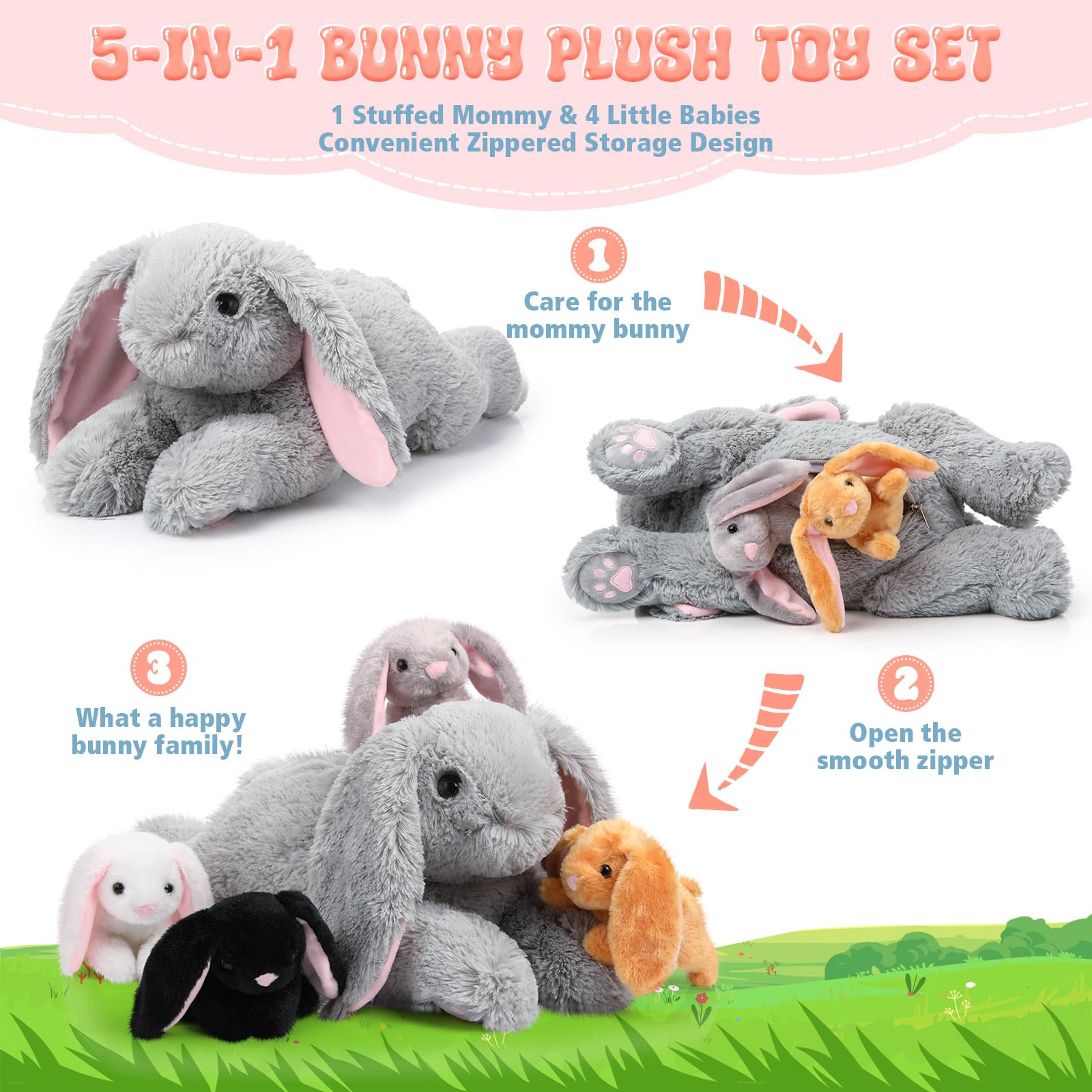Sratte mommy bunny plush standing 18 inches tall for cozy companionship.