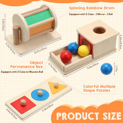 Sratte object permanence box with wooden tray and colored beads