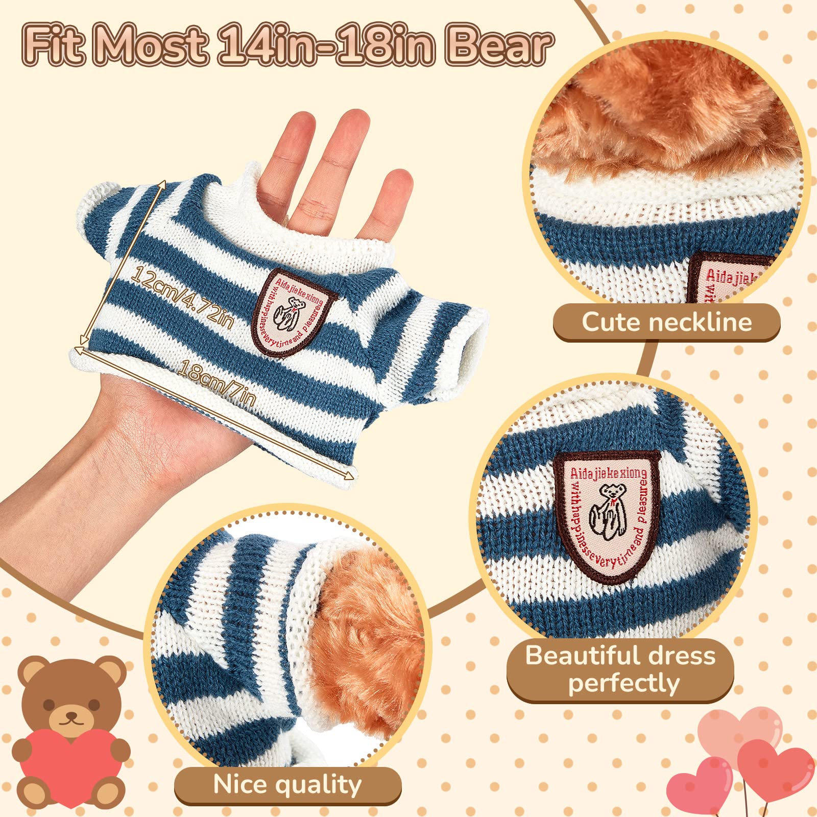 Sratte plush bear outfits with soft fabric for gentle dressing