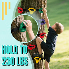 SREHRLY outdoor ninja climbing holds mounted in a garden setting.