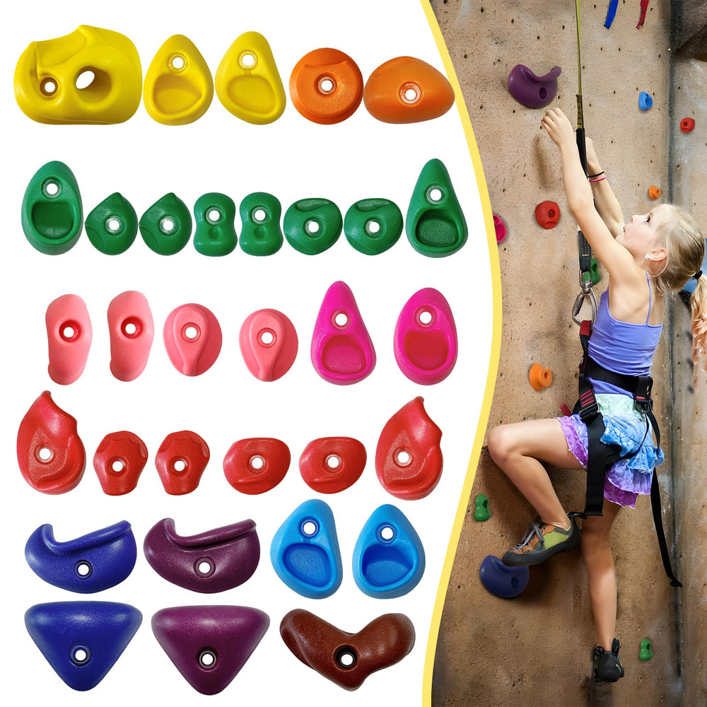 SREHRLY rock climbing holds 32 rocks for indoor outdoor play