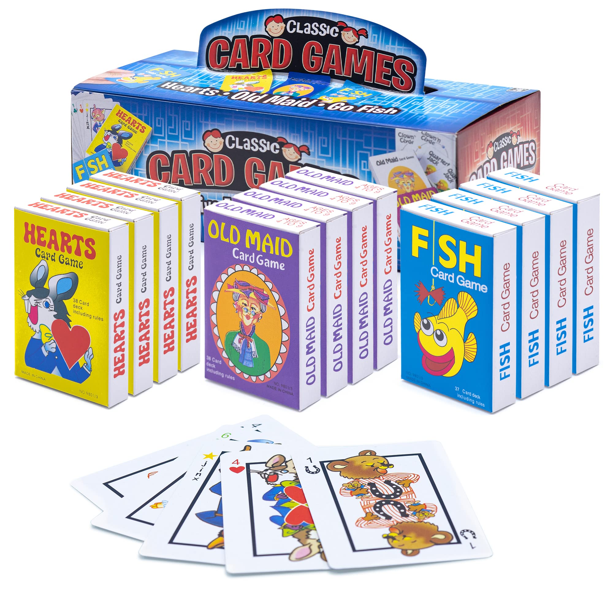 Srenta kids card games 12-pack package display ideal for party tables