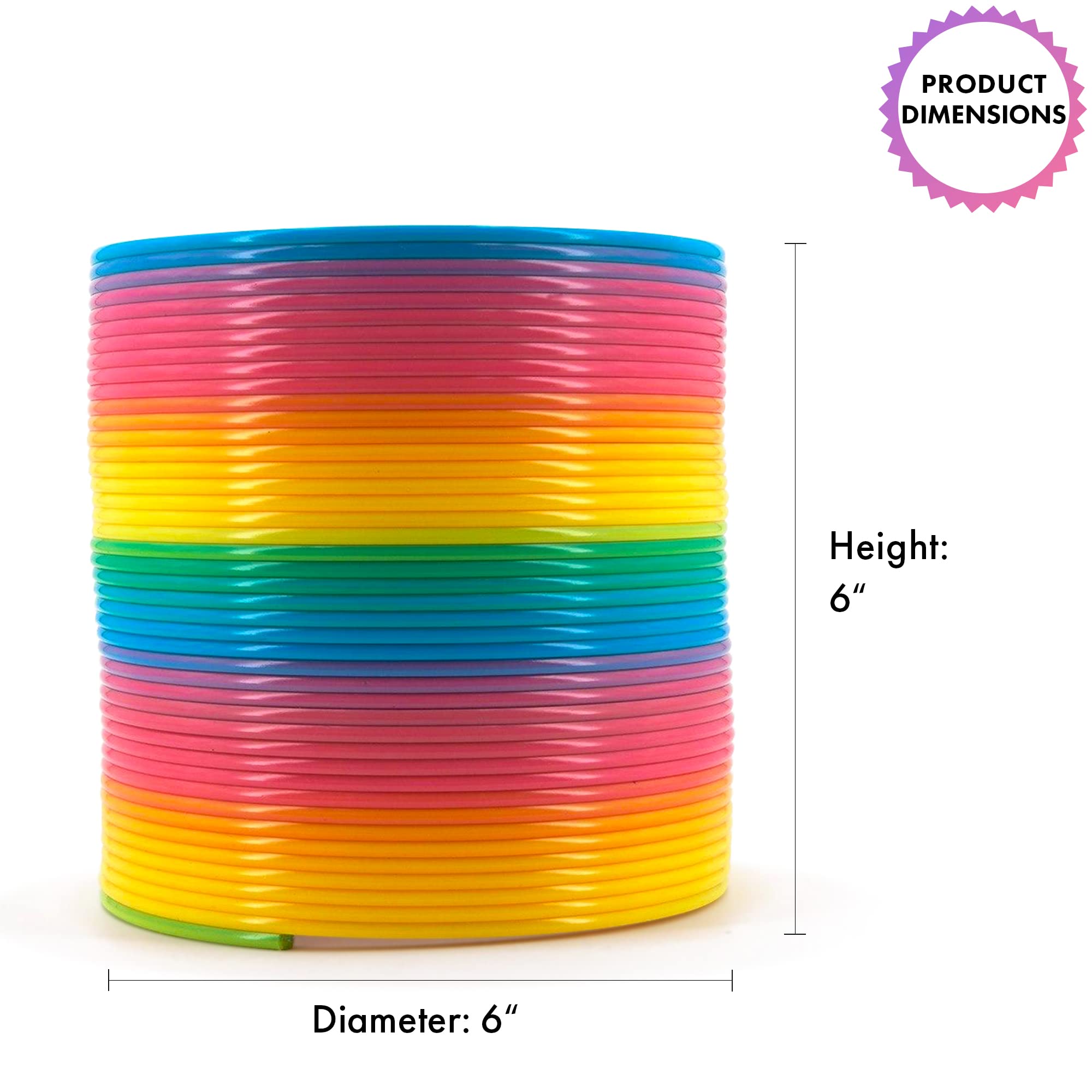 Srenta rainbow coil slinky walking down stairs showcasing its novelty appeal.