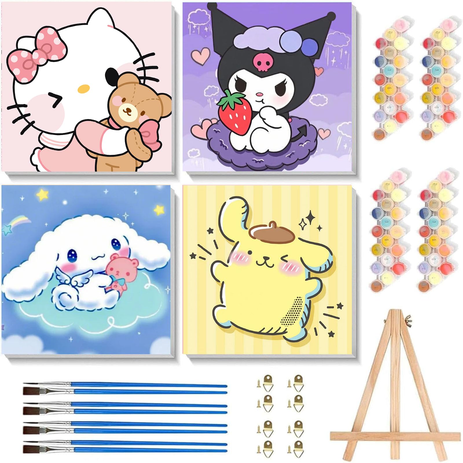 Sretoul four-pack canvases with frames for kids' paint-by-numbers at home