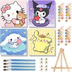 Sretoul four-pack canvases with frames for kids' paint-by-numbers at home