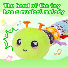 SRICH teething-friendly caterpillar plush supports safe chewing and grasping.