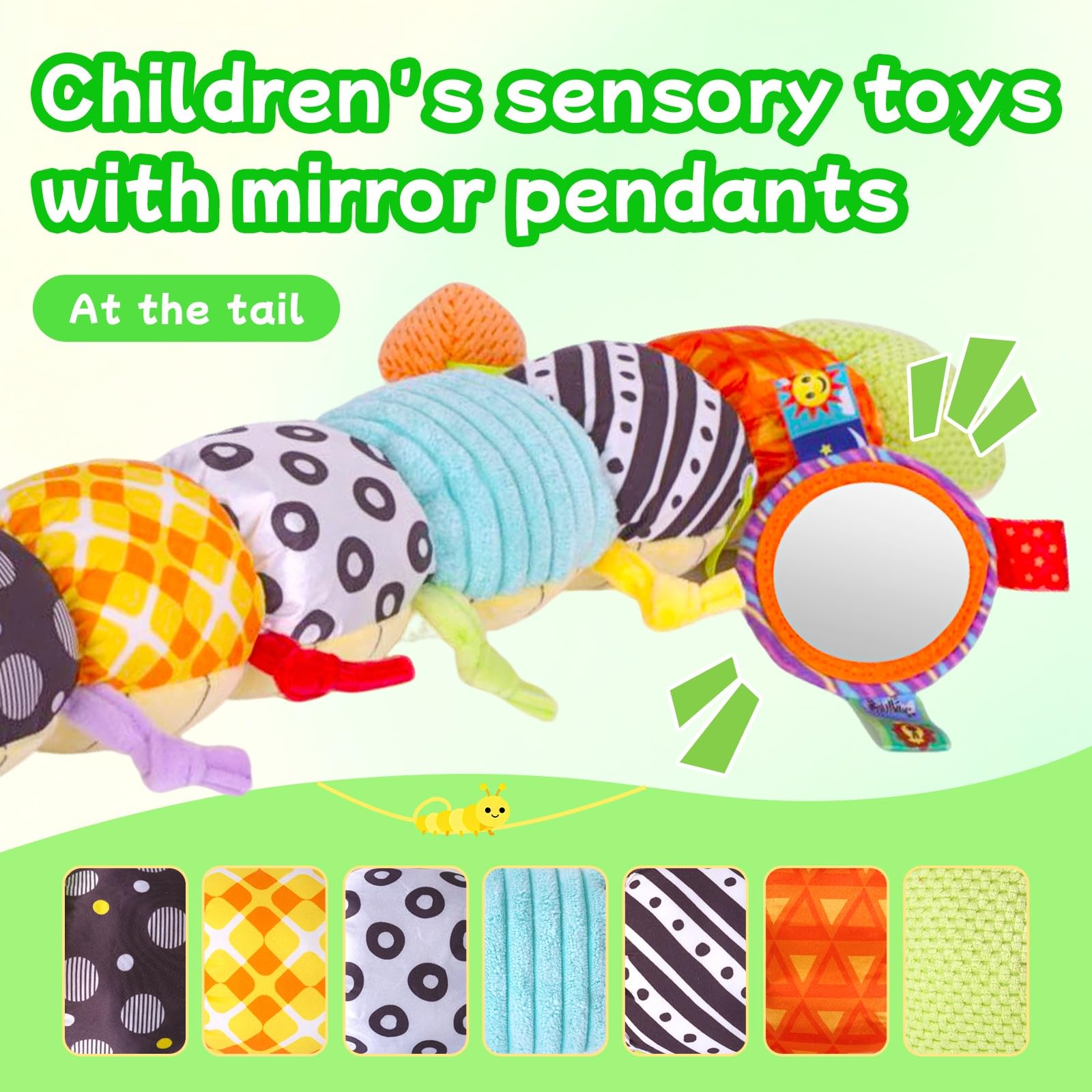 SRICH caterpillar toy features rattle and music box for engaging auditory play.