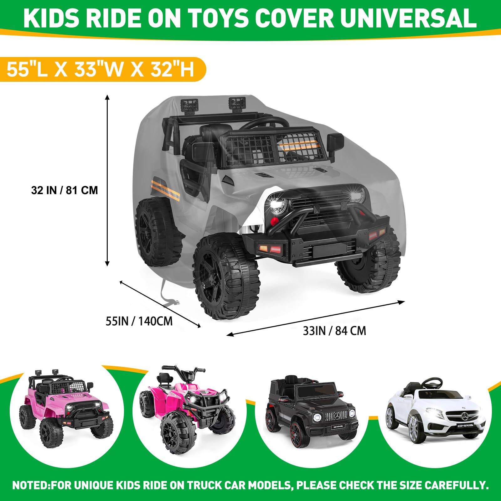 SRIMMIT large toy car cover with reflective strips enhances visibility