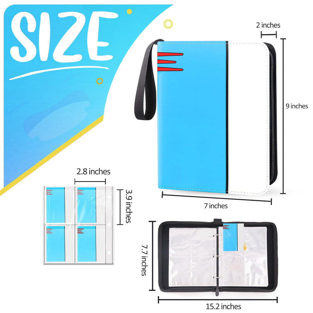 SRISE Card Binder 4 Pocket blue open view for quick viewing and swapping cards.