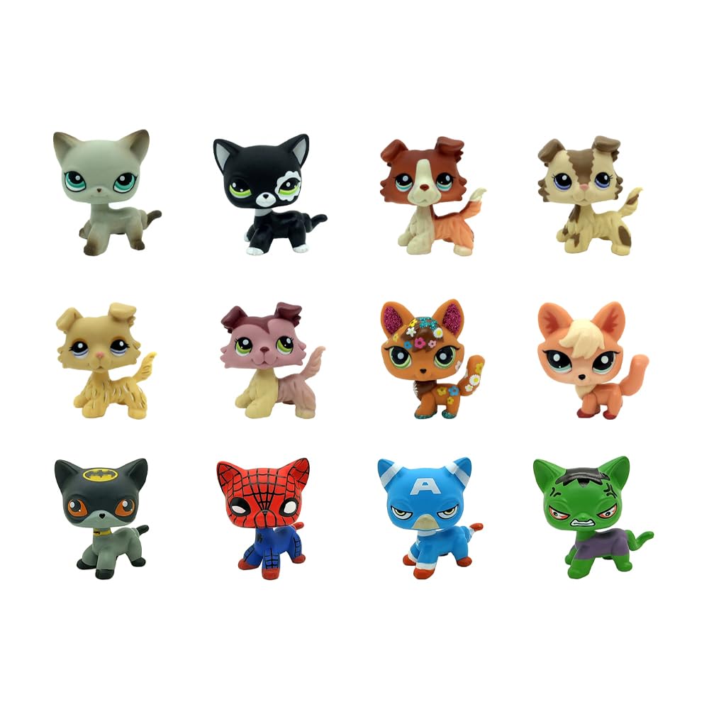 SRJLPS cat-pack-dog collection figurines 3: colorful mini figures for kids' gifts.